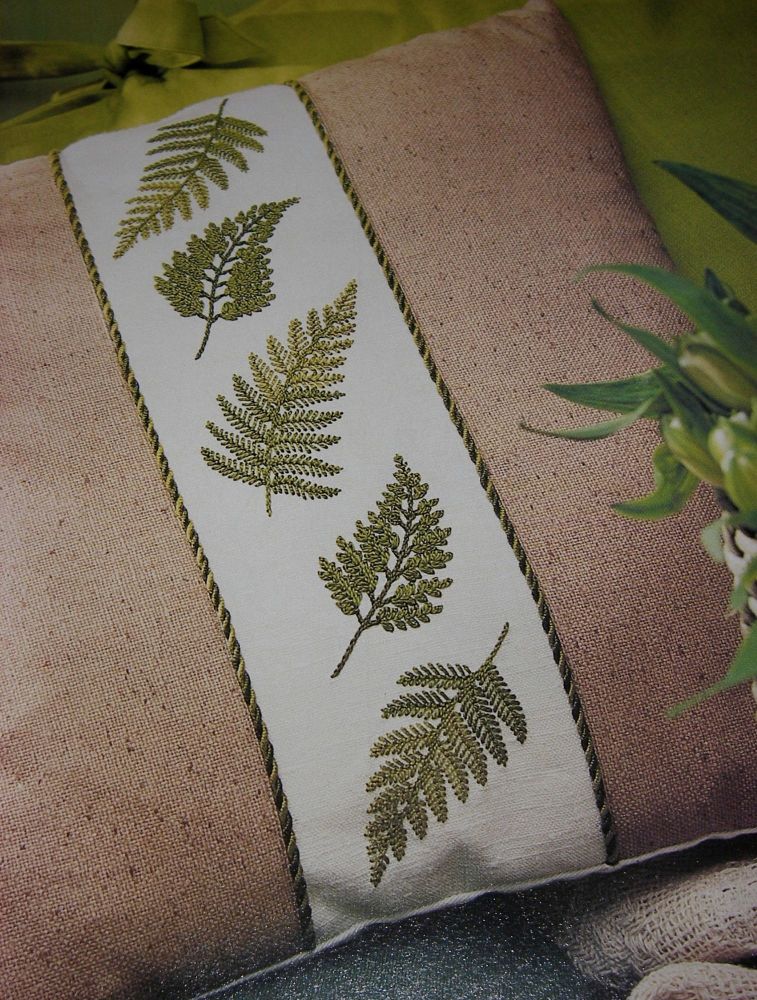 Fern Fronds Cushion Panel ~ Embroidery Pattern