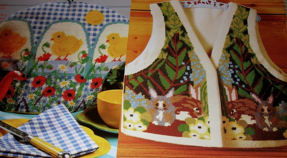 Chicks Tea Cosy & Rabbit Waistcoat ~ Two Needlepoint Charts