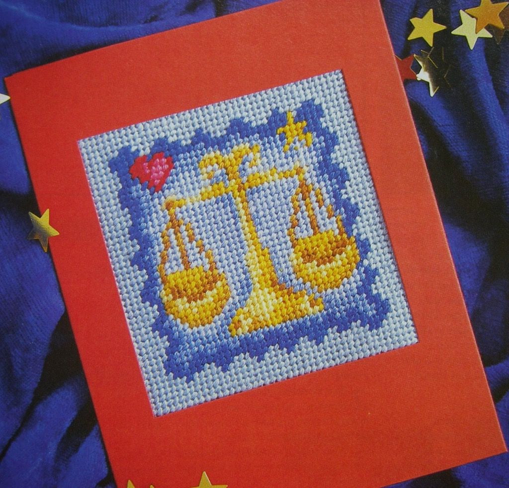 Libra Zodiac Cards ~ Needlepoint Pattern