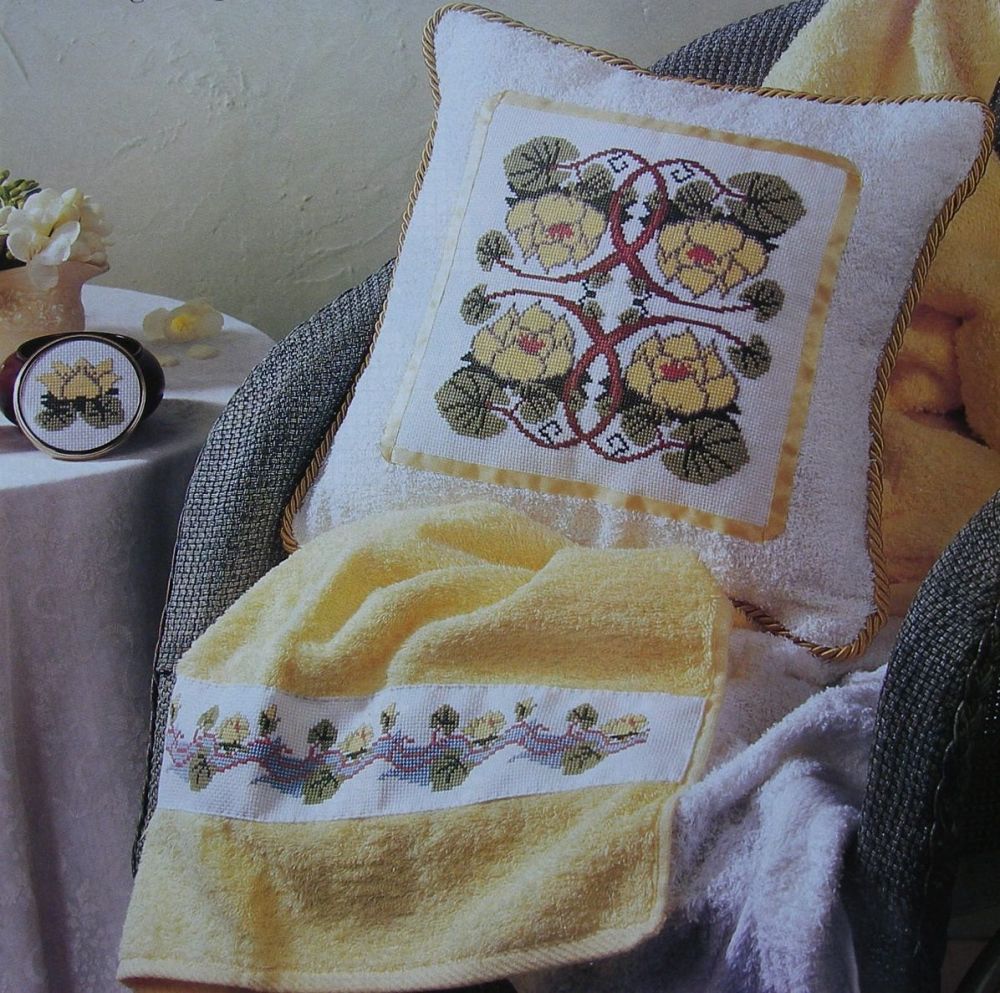 Water Lilies Towel Banding Cushion Trinket Pot Lid: Cross Stitch Chart 
