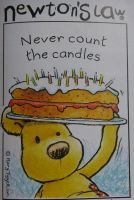 Newton's Law Bear: Never Count Candles ~ Cross Stitch Chart