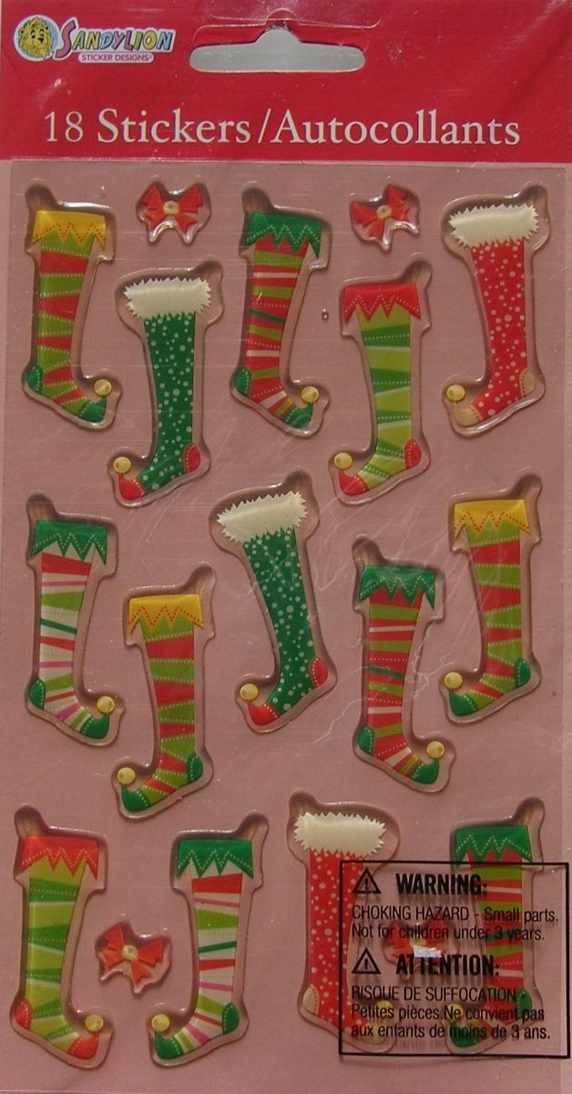Sandylion ~ Christmas Stockings & Bows Gem Stickers