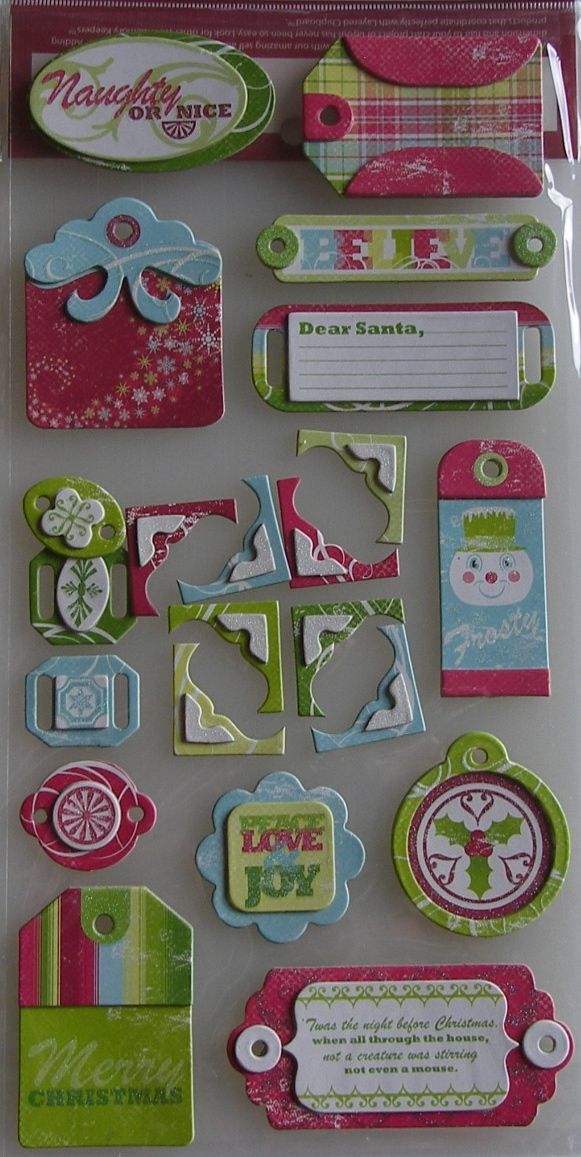WRMK: White Out Christmas Tags ~ Adhesive Chipboard Stickers
