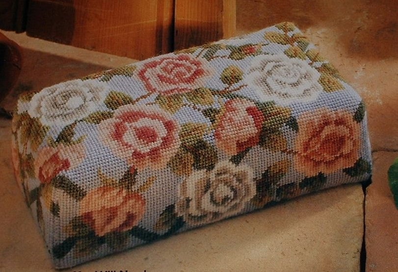 Rose Pattern Floral Brick Doorstop ~ Needlepoint Pattern