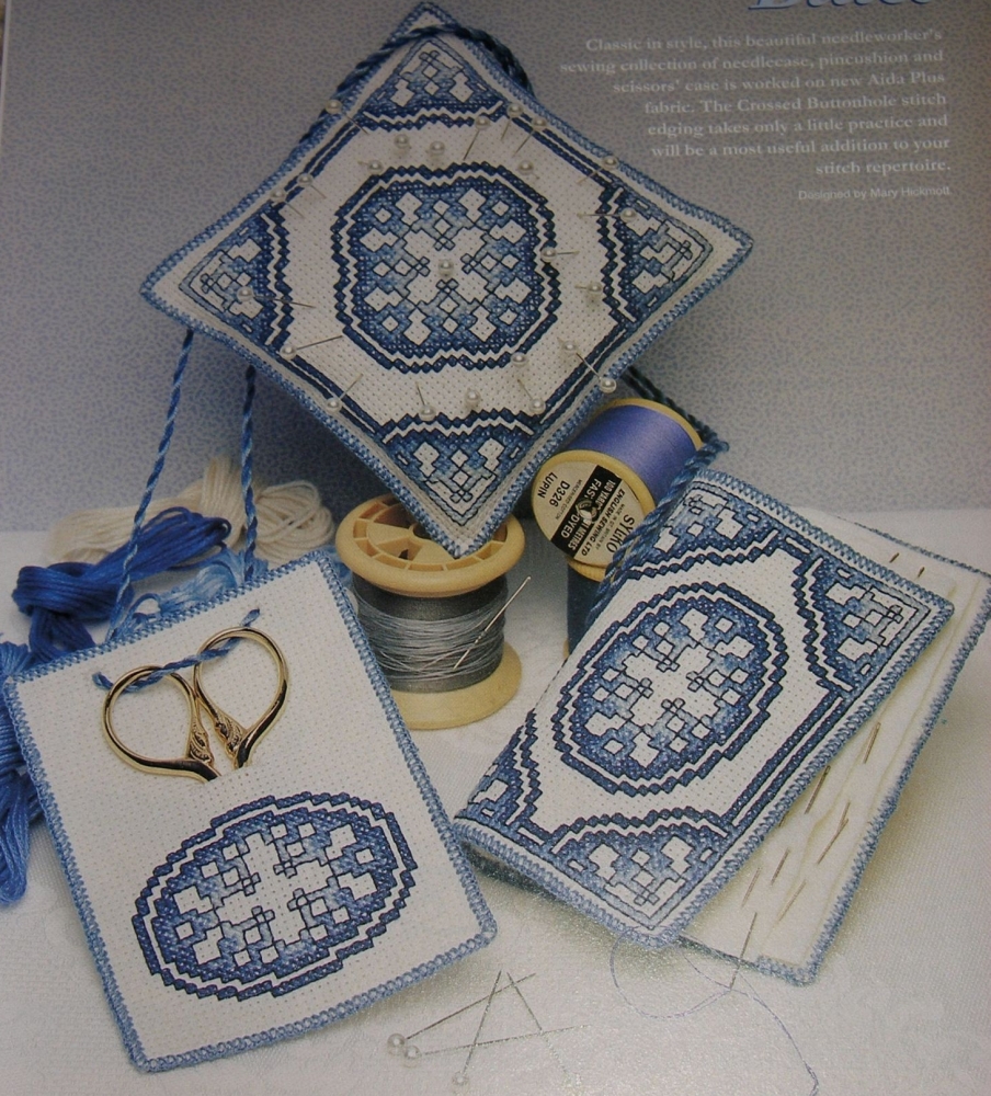 Delfware Blue & White Needleworker's Kit ~ Three Cross Stitch Charts