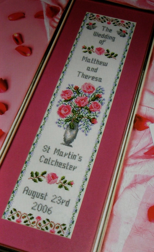 Roses / Golden / Silver Wedding Day / Anniversary Sampler ~ Cross Stitch Ch