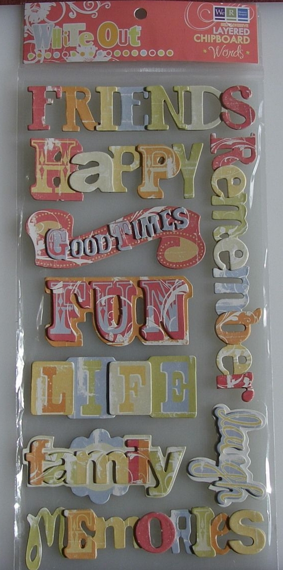 WRMK: White Out Promenade Words ~ Adhesive Layered Chipboard Stickers