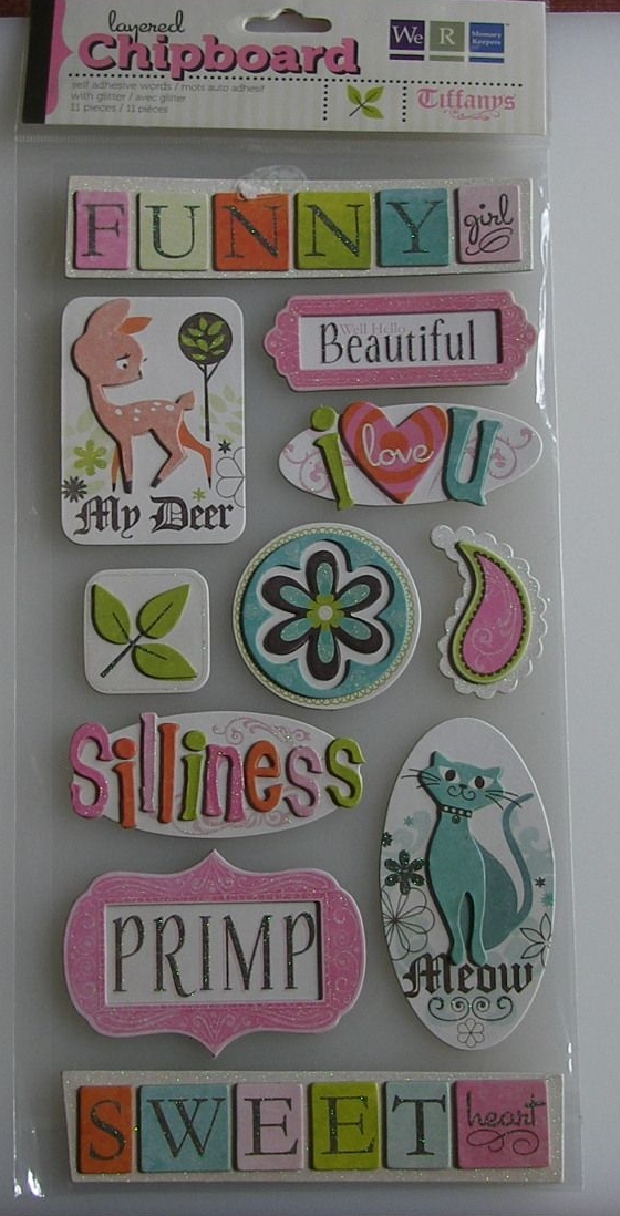 We R Memory Keepers: Tiffanys Words ~ Adhesive Layered Word Chipboard Stick