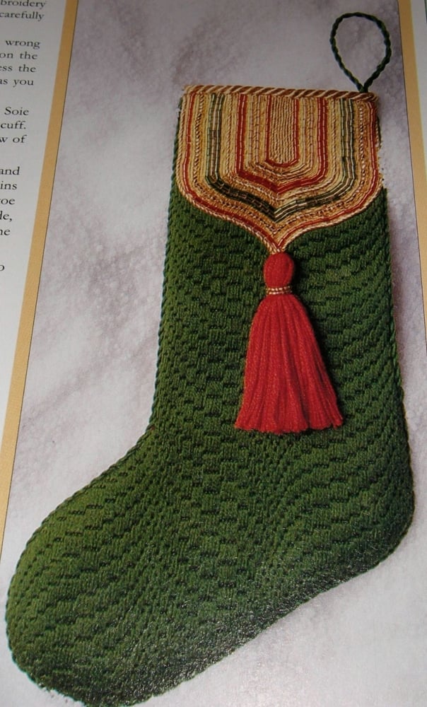 Jewelled Mini Christmas Stocking ~ Goldwork Embroidery Pattern