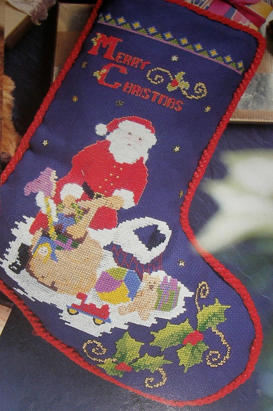 Santa & Toys Christmas Stocking ~ Cross Stitch Chart