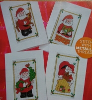 Santa Claus Christmas Cards ~ Four Cross Stitch Charts