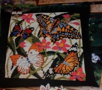 Luxurious Velvet Edged Butterfly Cushion ~ Needlepoint Chart