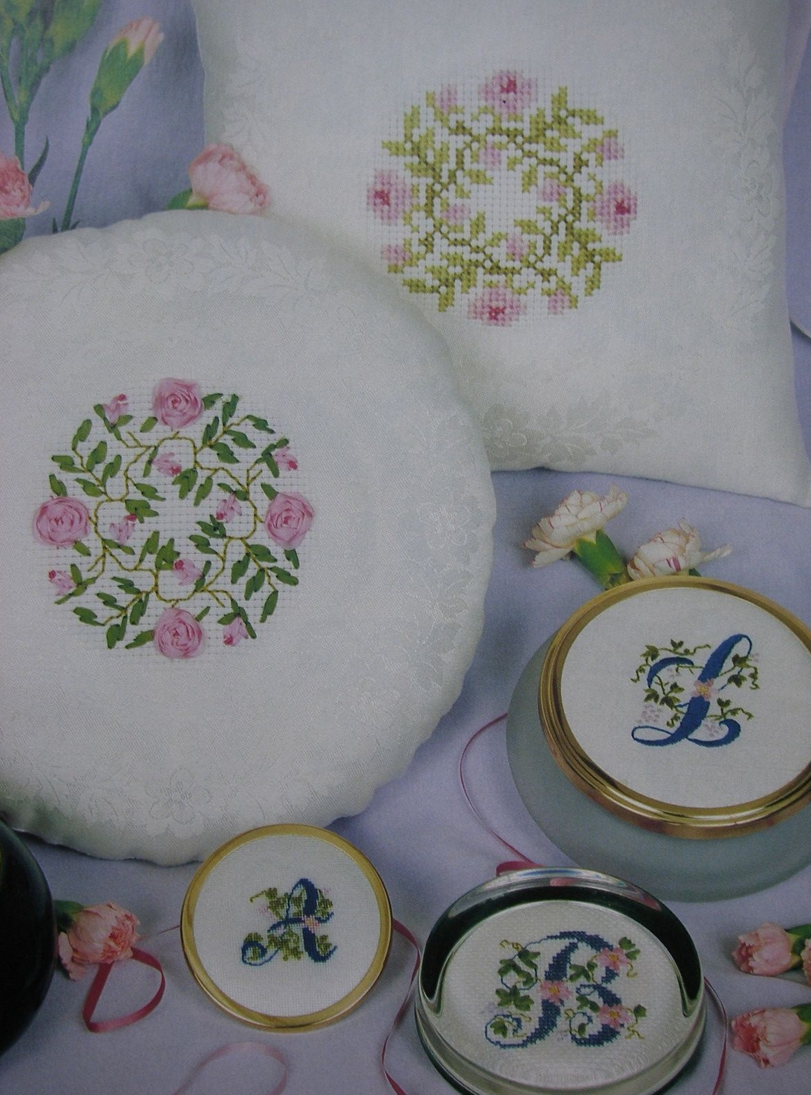 Silk & Ribbon Embroidery Cushions & Alphabet ~ Embroidery Patterns