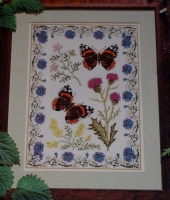 Red Admiral Butterfly Sampler with Wildflowers ~ Cross Stitch Chart