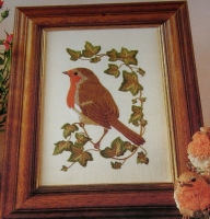 Robin Bird on Holly ~ Hand Embroidery Pattern