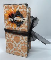 *black & orange* OOAK Handmade Fauxdori Junk Journal Travelers Notebook Photo Memory Album