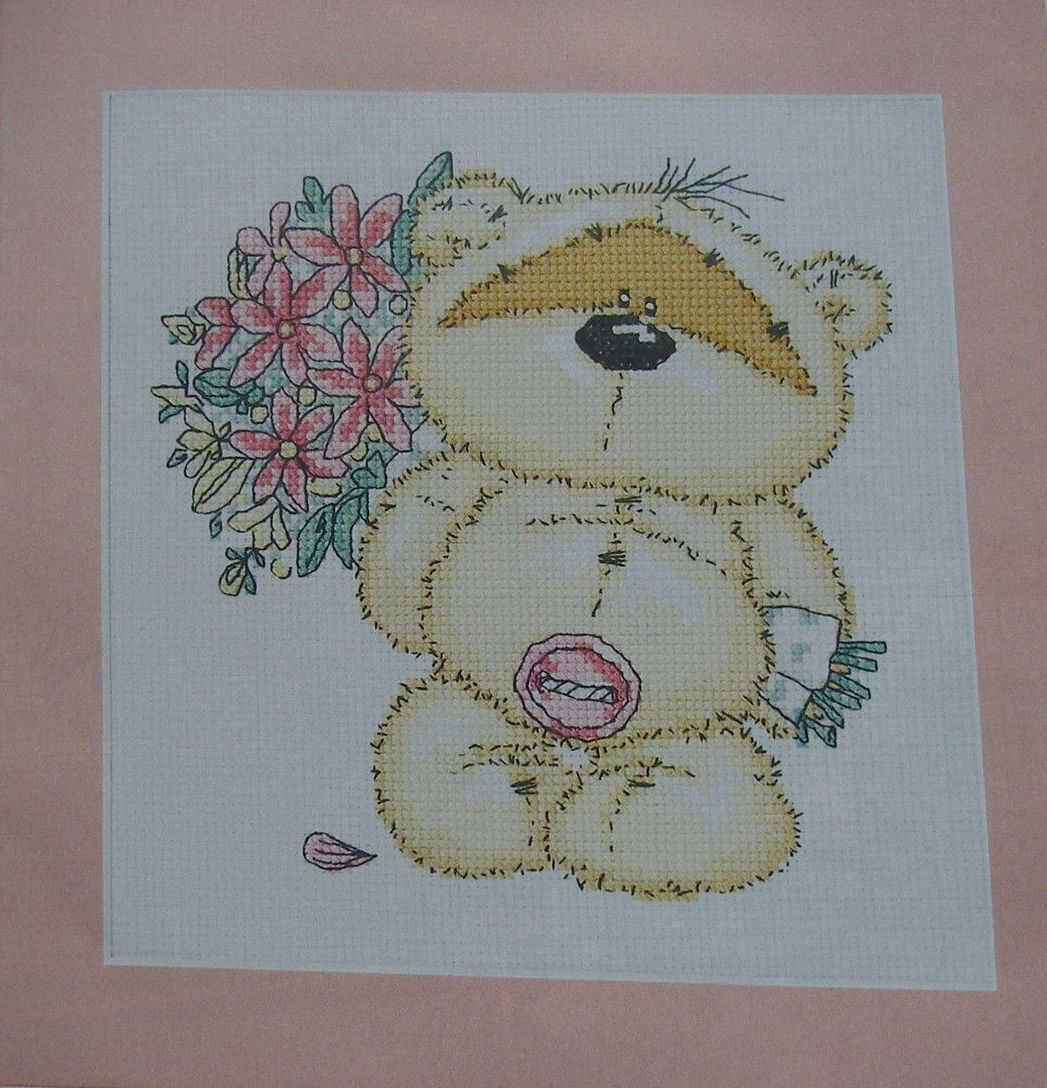 Fizzy Moon with Bouquet of Flowers ~ Cross Stitch Chart