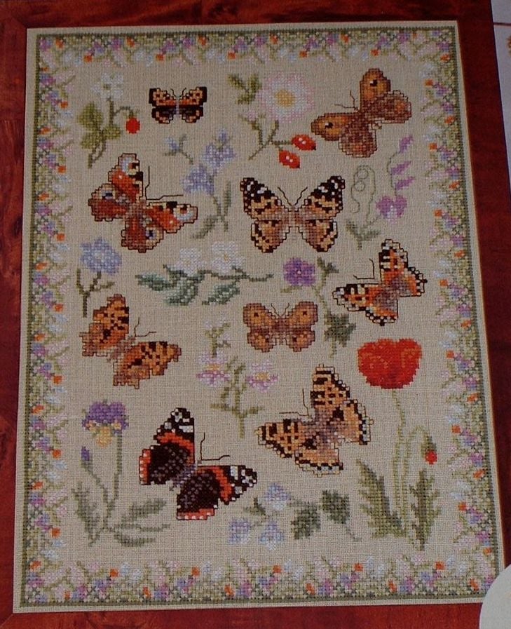 Brown Butterflies and Wildflowers Sampler ~ Cross Stitch Chart