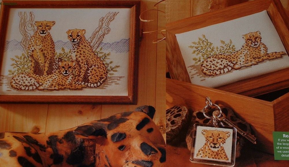 Family of Three Cheetahs on Safari ~ Cross Stitch Chart