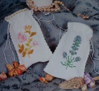 Lavender & Rose Beaded Sachets ~ Cross Stitch & Beadwork Charts 