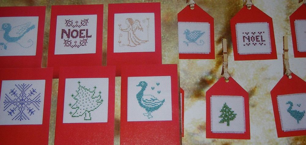 Sparkling Metallic Thread Christmas Cards & Matching Tags ~ Twelve Cross St