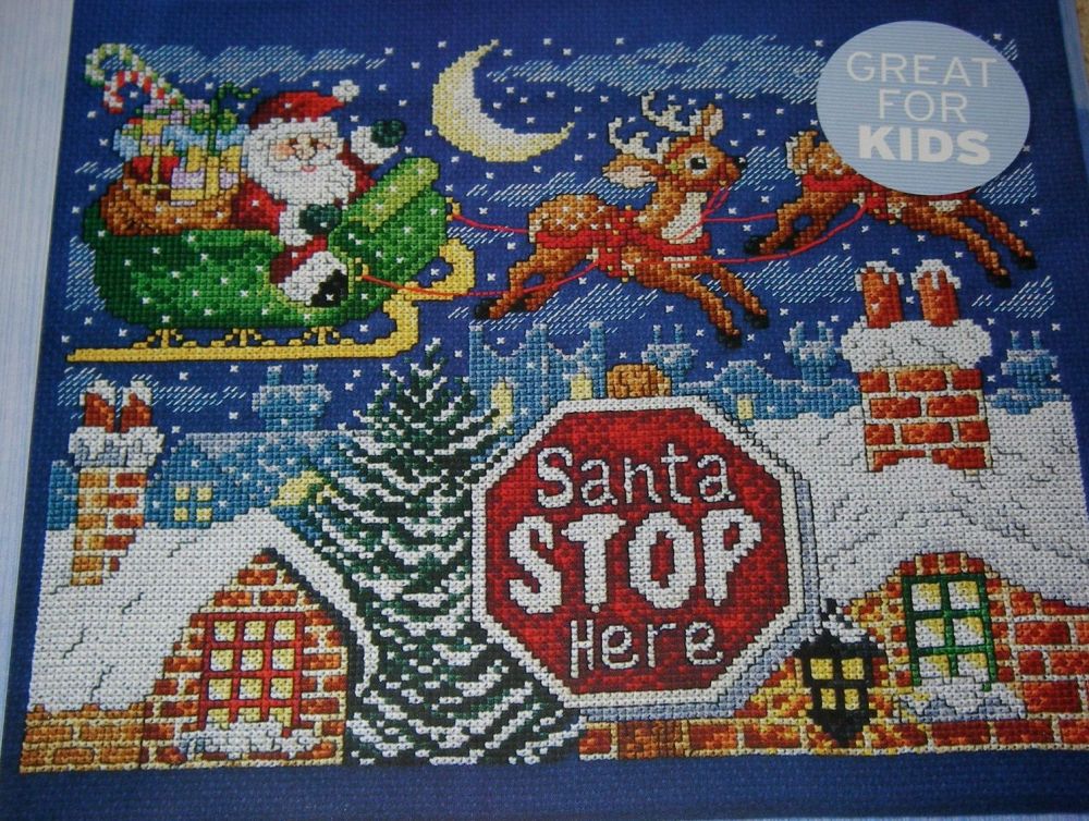 Santa Stop Here ~ Cross Stitch Chart