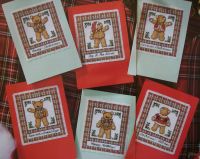 Six Tartan Teddy Bear Christmas Cards ~ Cross Stitch Charts