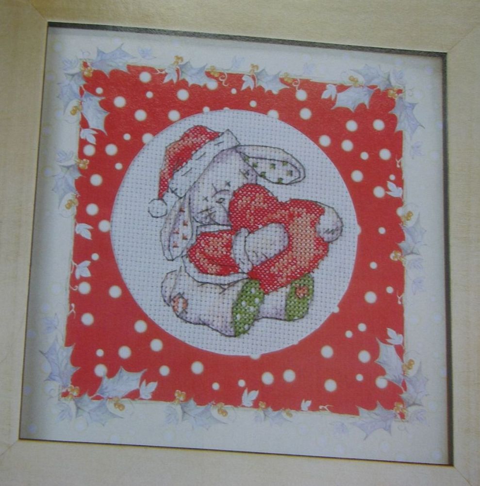 Somebunny To Love Christmas Picture ~ Mini Cross Stitch Kit