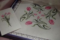 Tulips Card, Table Mat & Border ~ Three Cross Stitch Charts