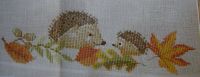 Hedgehogs and Autumn Leaves Border ~ Cross Stitch Chart