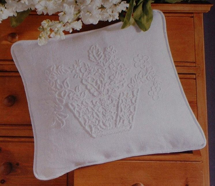 Basket of Flowers - Candlewicking Embroidery Cushion ~ Candlewicking Patter