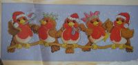Five Robins Celebrating Christmas ~ Cross Stitch Chart