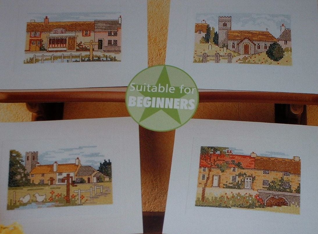 Four English Village Cards ~ Cross Stitch Charts