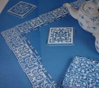 Blue & White Assisi Tablecloth & Coasters ~ Cross Stitch Charts
