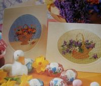 Baskets of Spring Flowers Cards ~ Two Needlepoint Patterns
