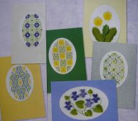 Blackwork & Felt Applique Spring Flower Cards ~ Cross Stitch Charts