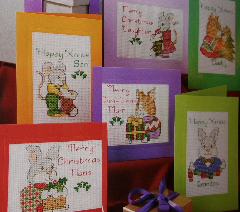 Animal Family Christmas Cards ~ SIX Charts