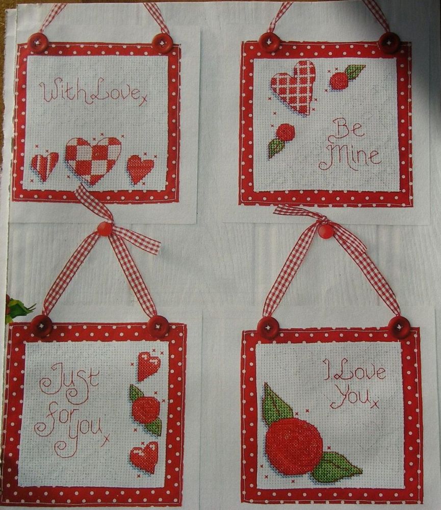 Stitched Valentine Cards/ Hangings ~ Cross Stitch Charts