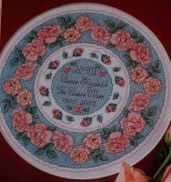 Pink Roses Circular Plate ~ Cross Stitch Chart