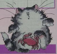 Zodiac Sign: Cancer Cat Card ~ Cross Stitch Chart