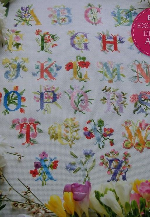 Floral ABC Alphabet Heirloom Sampler ~ Luxury Glossy Cross Stitch Chart Boo