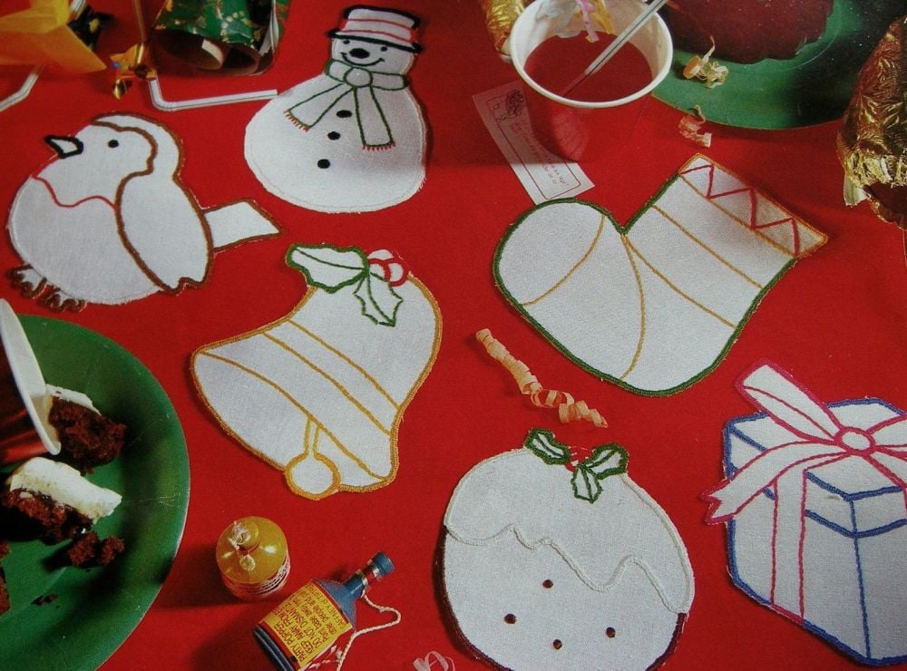 SIX Christmas Cutwork Coasters ~ Embroidery Patterns