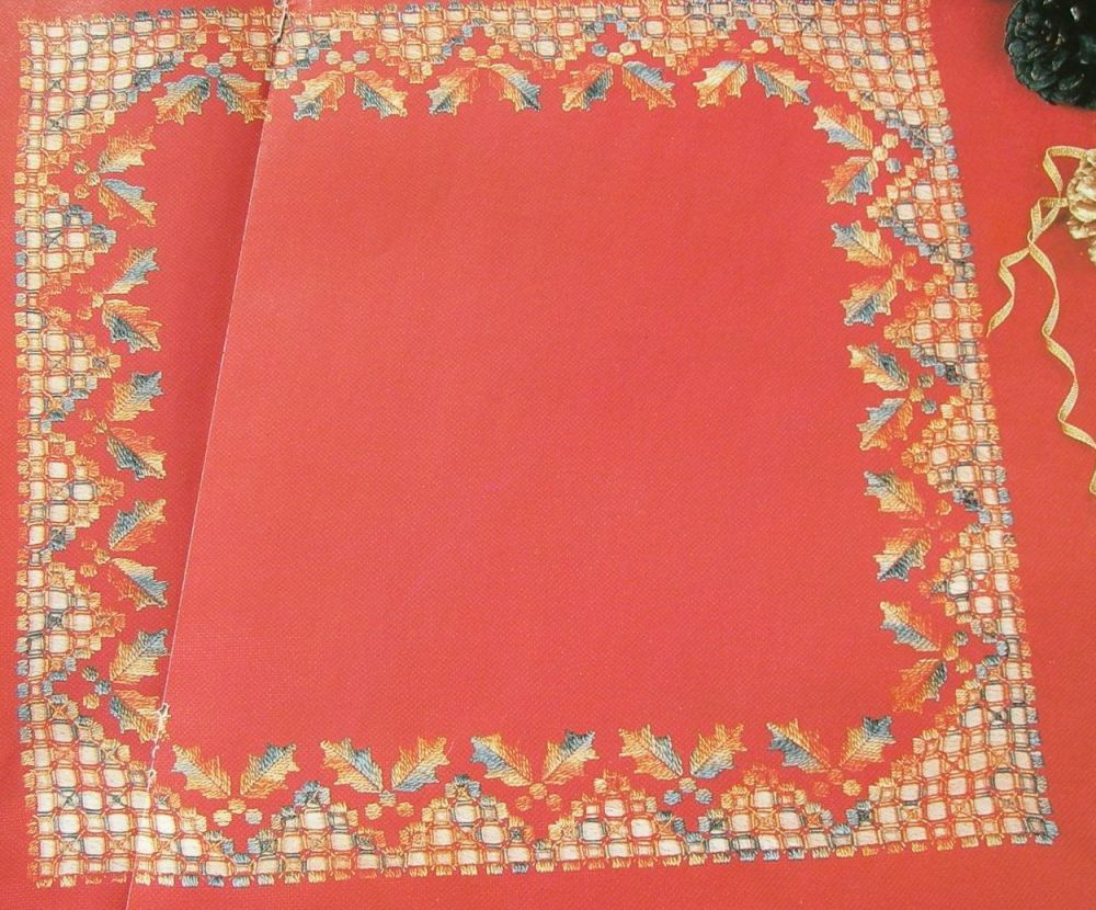 Hardanger Holly & Berries Winter Tablecloth ~ Hardanger Pattern