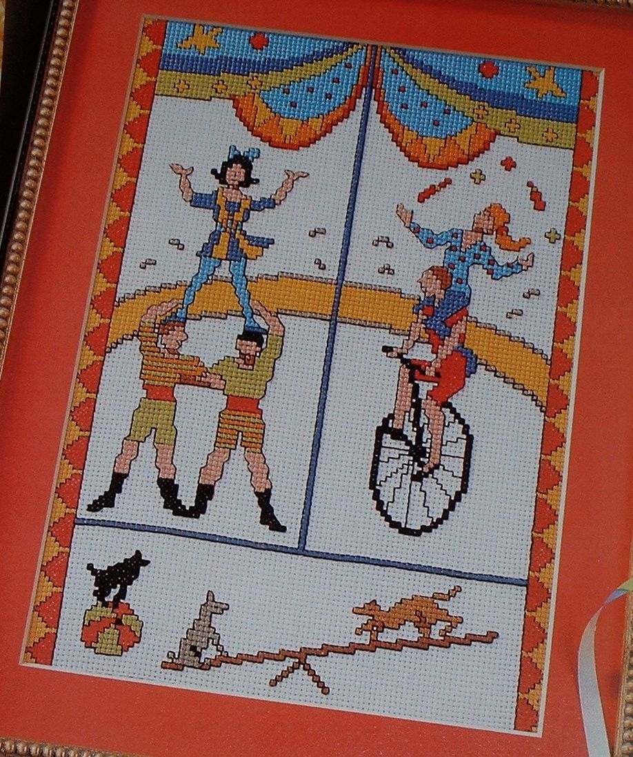 Circus - Unicyclist - Acrobats - Juggler ~ Cross Stitch Chart