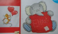 Elliot Elephant with Cushion & Buttons Mouse Card: Cross Stitch Charts
