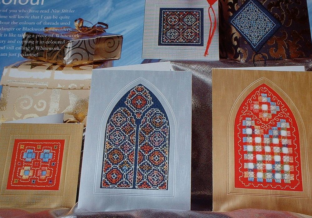 Church Window Christmas Easter Cards Decorations ~ Twelve Blackwork and Har