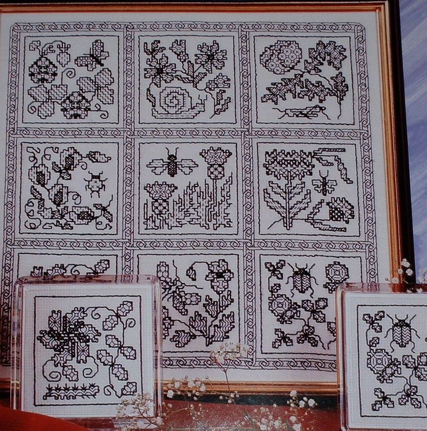Elizabethan Flower Garden Sampler ~ Blackwork Embroidery Pattern