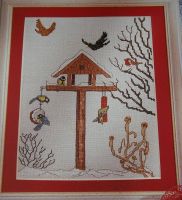 Winter Bird Table Snow Scene ~ Cross Stitch Chart