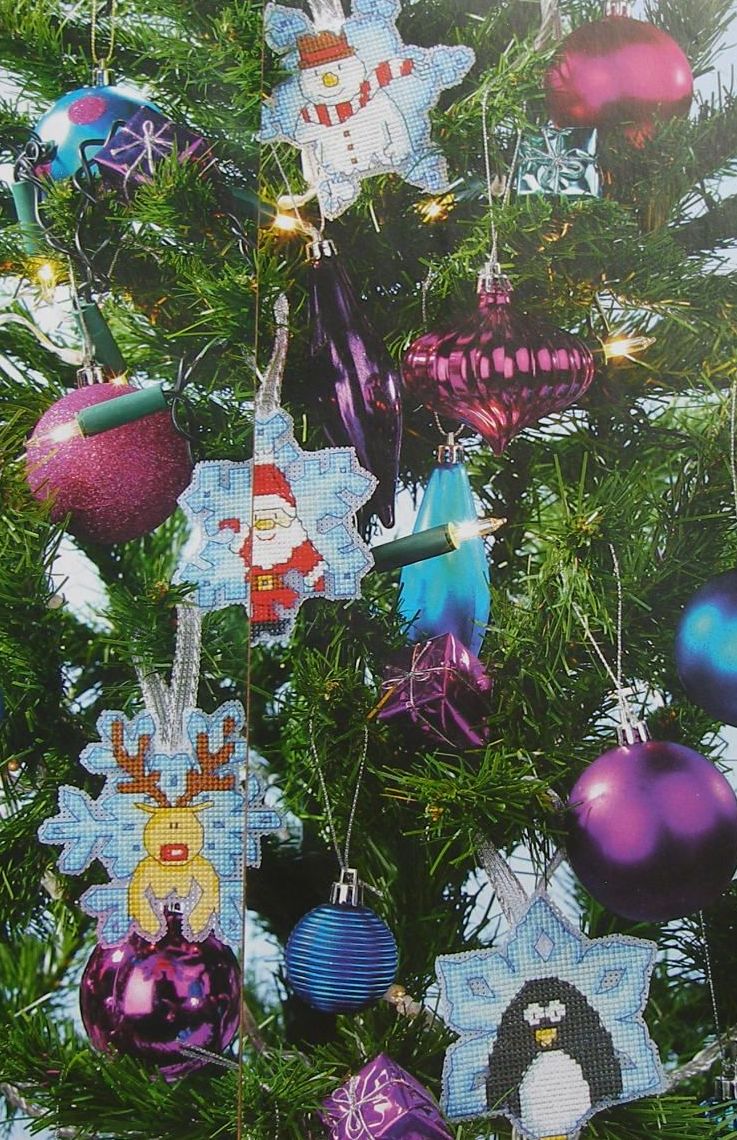 Snowflake Shaped Christmas Decorations/Cards ~ Four Cross Stitch Charts