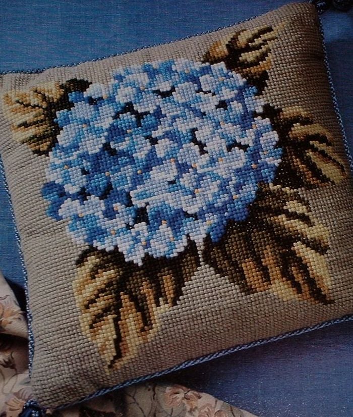 Hydrangea Flower Cushion~ Cross Stitch or Needlepoint Chart